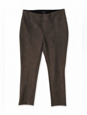 Andrew Marc Faux Suede Pants Brown Pull On XL Vegan Leather Look Boho Slacks